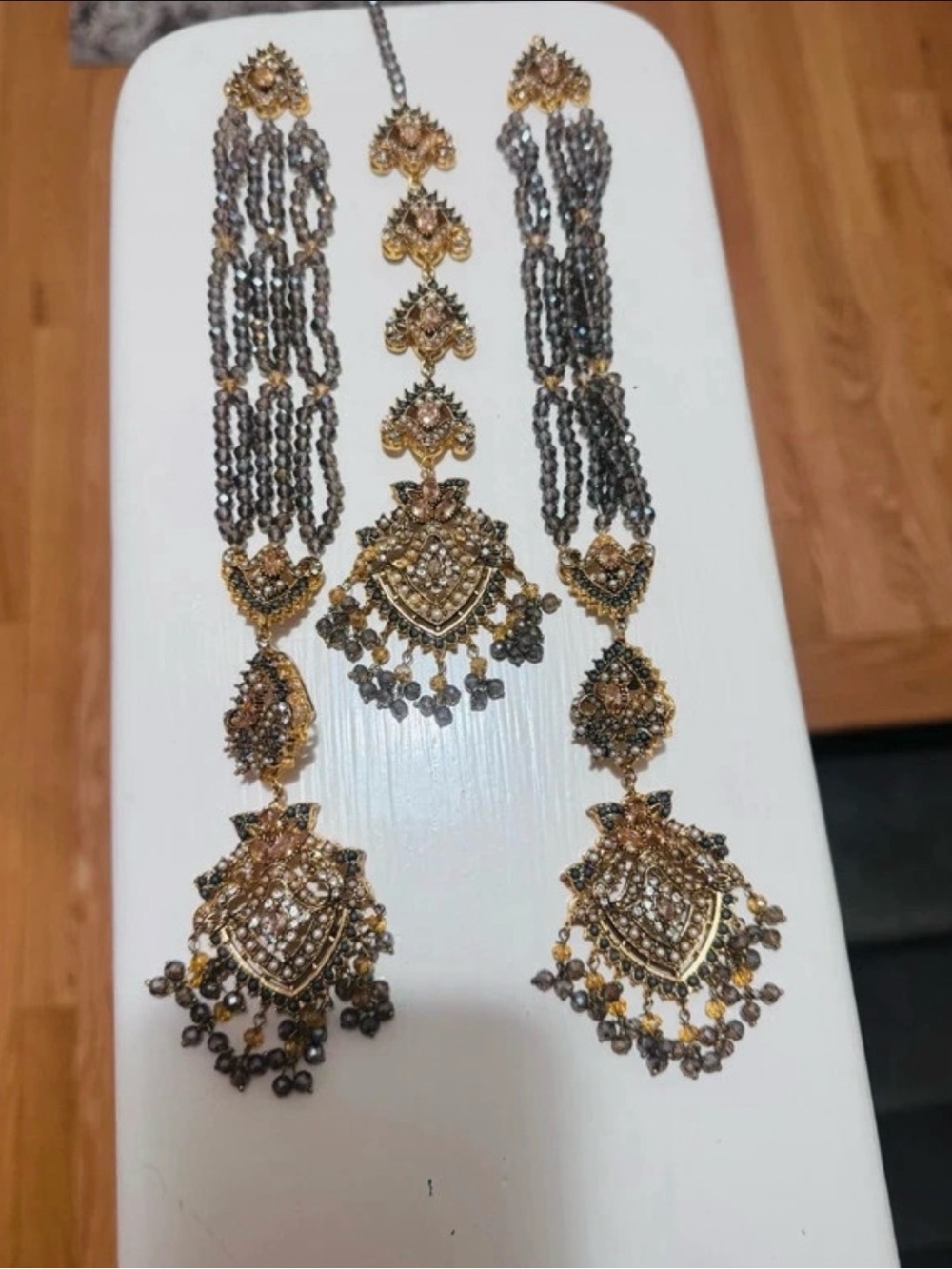 Gold and Gunmetal Crystal Jewelry Set - Women Jewelry